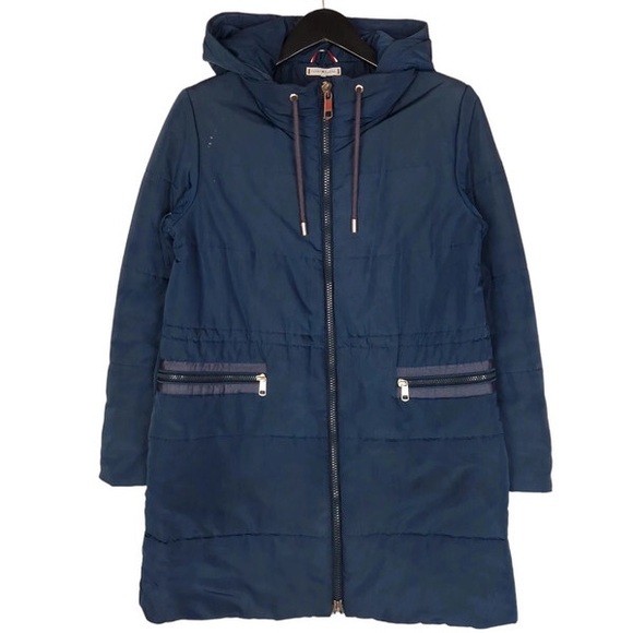 Tommy Hilfiger Blue Hooded Puffer Coat - Picture 1 of 5